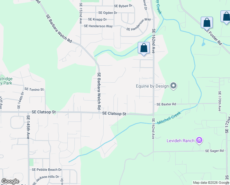 map of restaurants, bars, coffee shops, grocery stores, and more near 15621 Southeast Clatsop Street in Portland