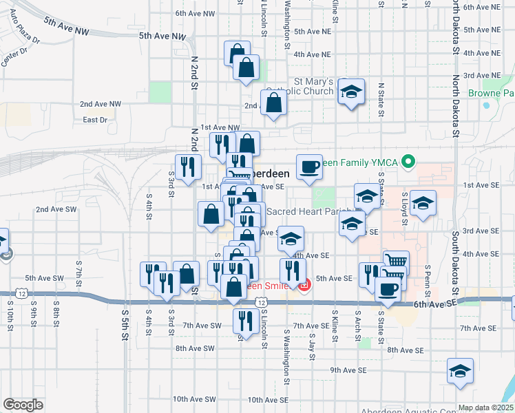 map of restaurants, bars, coffee shops, grocery stores, and more near in Aberdeen