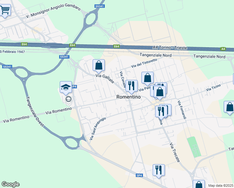 map of restaurants, bars, coffee shops, grocery stores, and more near 10 Via Nazario Sauro in Romentino