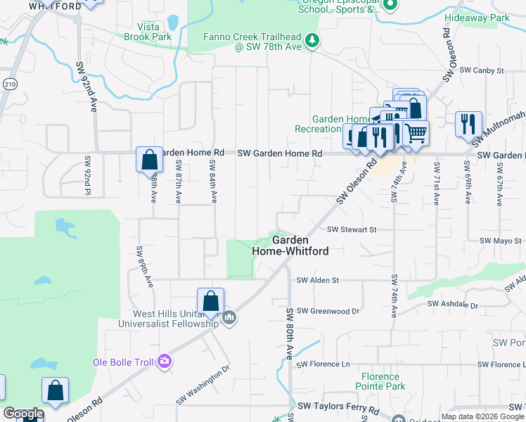 map of restaurants, bars, coffee shops, grocery stores, and more near 7893 Southwest Skyhar Drive in Portland