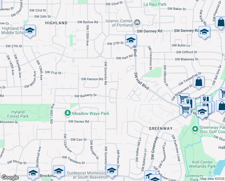 map of restaurants, bars, coffee shops, grocery stores, and more near 7763 Southwest Raintree Drive in Beaverton