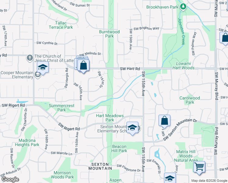 map of restaurants, bars, coffee shops, grocery stores, and more near 15905 Southwest Bridle Hills Drive in Beaverton
