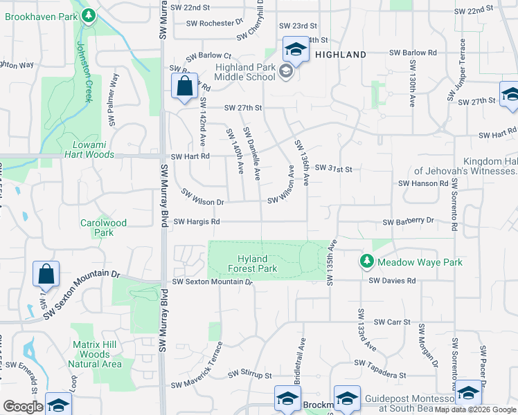 map of restaurants, bars, coffee shops, grocery stores, and more near 7775 Southwest 139th Avenue in Beaverton