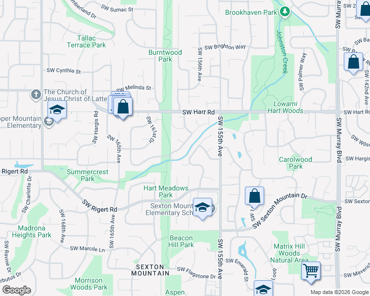map of restaurants, bars, coffee shops, grocery stores, and more near 15830 Southwest Bridle Hills Drive in Beaverton