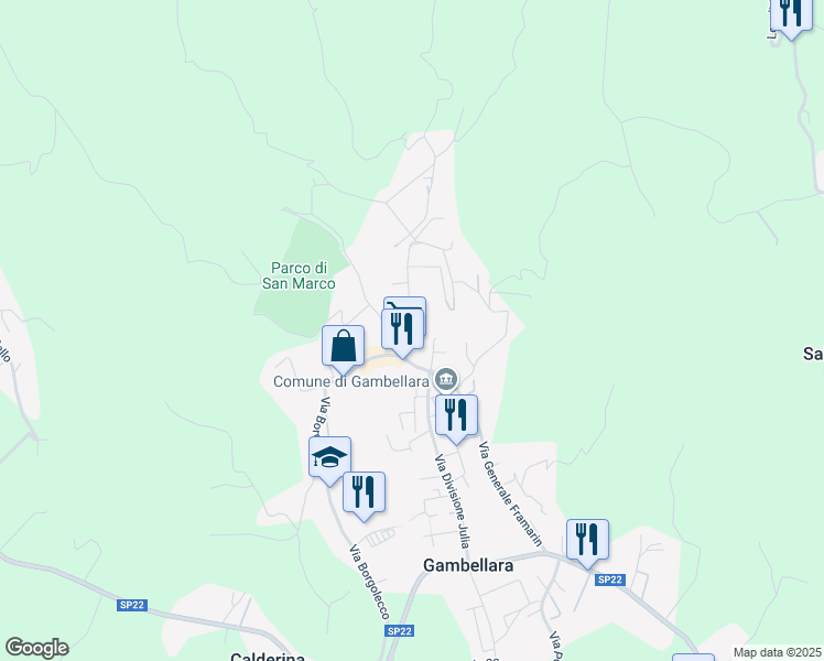 map of restaurants, bars, coffee shops, grocery stores, and more near 14 Via Capo di Sopra in Gambellara