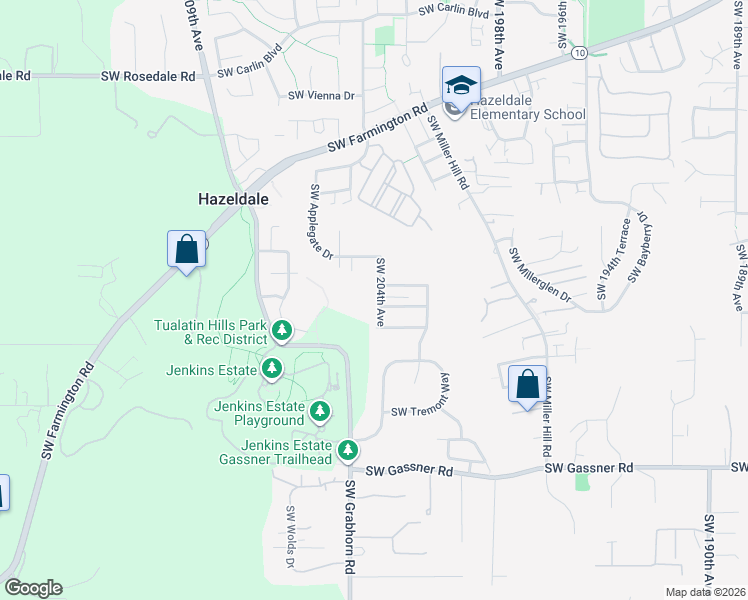 map of restaurants, bars, coffee shops, grocery stores, and more near 7785 Southwest 204th Avenue in Beaverton