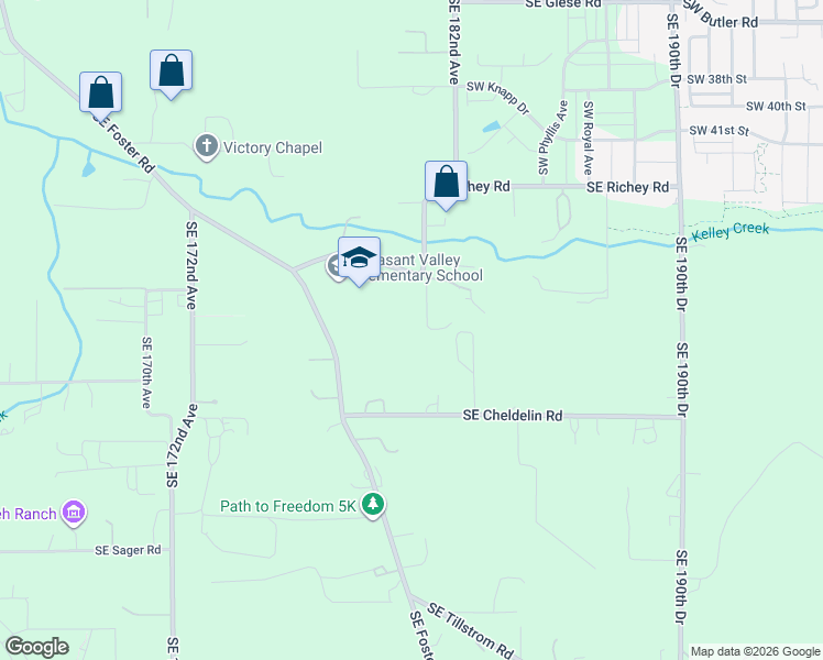 map of restaurants, bars, coffee shops, grocery stores, and more near 18050 Southeast Richey Road in Gresham