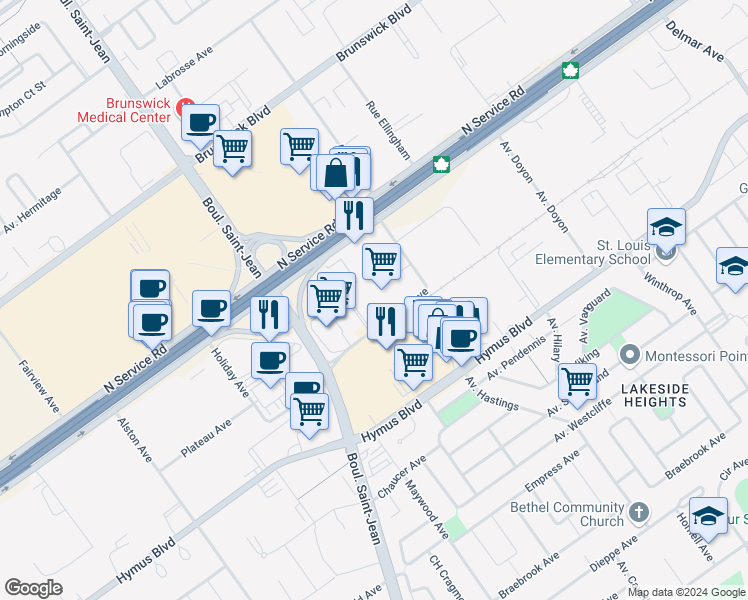 map of restaurants, bars, coffee shops, grocery stores, and more near 11 Place de la Triade in Montréal
