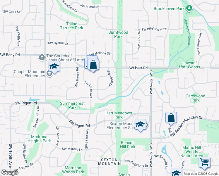 map of restaurants, bars, coffee shops, grocery stores, and more near 16070 Southwest Theresa Court in Beaverton
