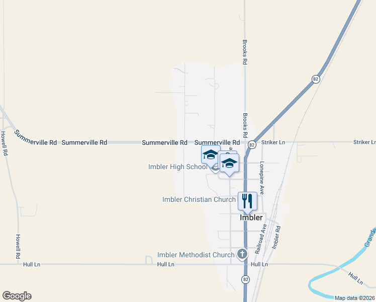 map of restaurants, bars, coffee shops, grocery stores, and more near 590 Summerville Road in Imbler