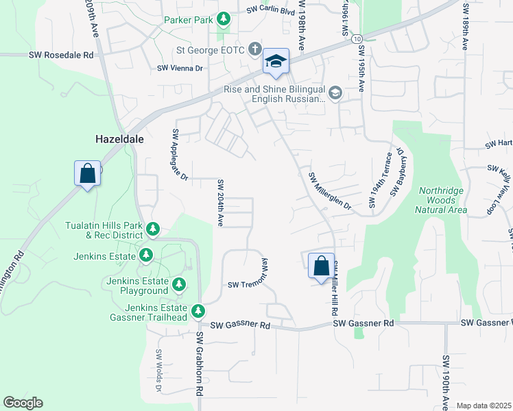 map of restaurants, bars, coffee shops, grocery stores, and more near 7784 Southwest Charles Terrace in Beaverton
