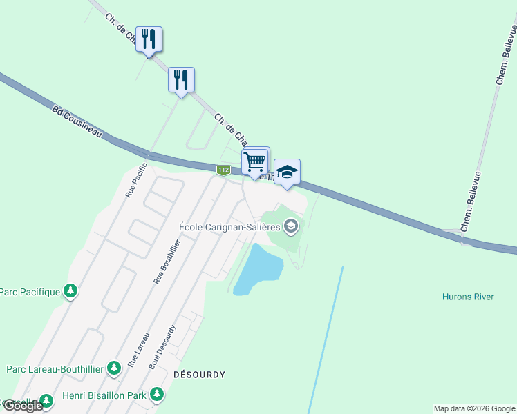 map of restaurants, bars, coffee shops, grocery stores, and more near 50 Chemin de la Carrière in Carignan
