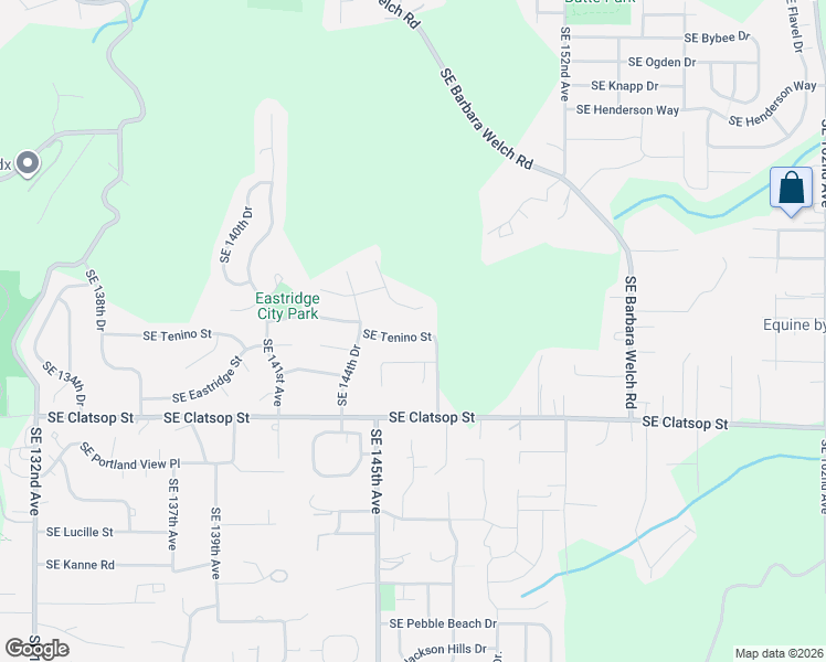 map of restaurants, bars, coffee shops, grocery stores, and more near 14603 Southeast Tenino Street in Portland