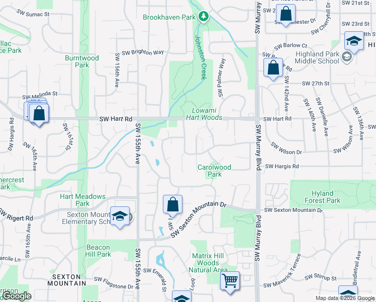 map of restaurants, bars, coffee shops, grocery stores, and more near 7780 Southwest 149th Avenue in Beaverton