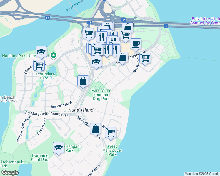 map of restaurants, bars, coffee shops, grocery stores, and more near in Montreal