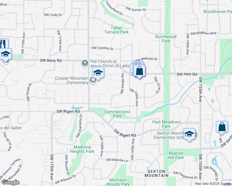 map of restaurants, bars, coffee shops, grocery stores, and more near 16672 Southwest Canseco Court in Beaverton