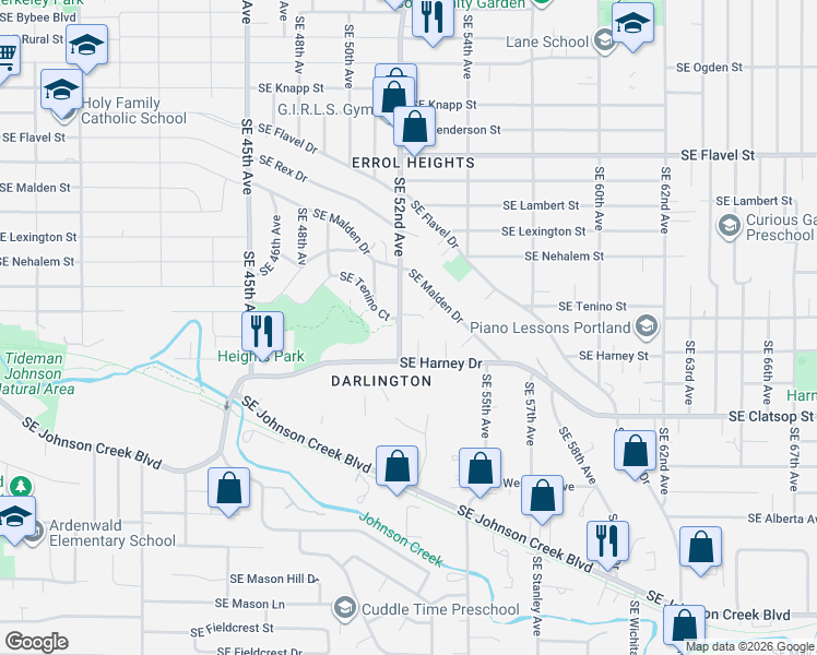 map of restaurants, bars, coffee shops, grocery stores, and more near in Portland