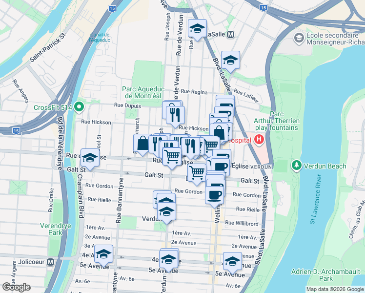 map of restaurants, bars, coffee shops, grocery stores, and more near 4011 Rue Evelyn in Montréal