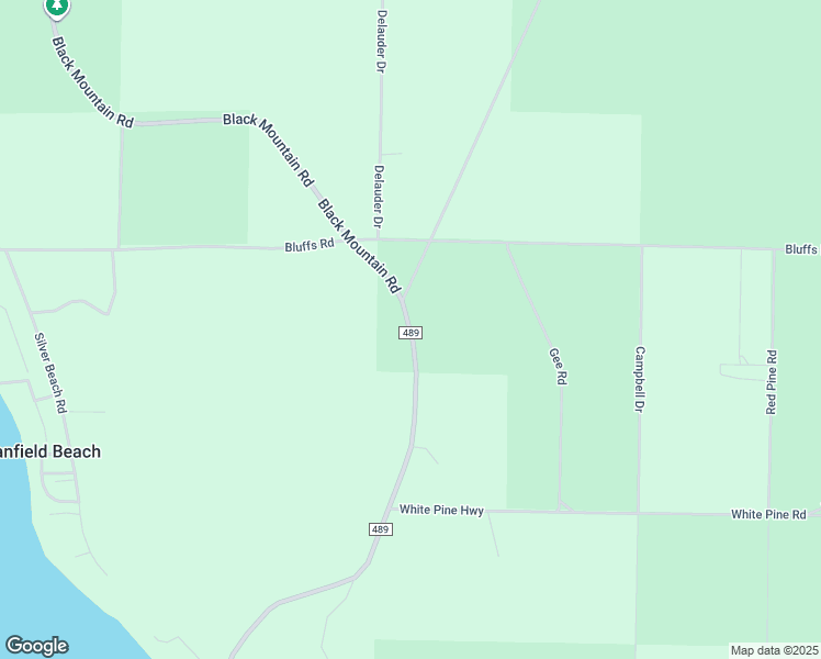 map of restaurants, bars, coffee shops, grocery stores, and more near County Road 489 in Onaway