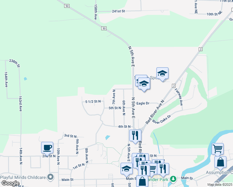 map of restaurants, bars, coffee shops, grocery stores, and more near 516 7th Avenue North in Cold Spring