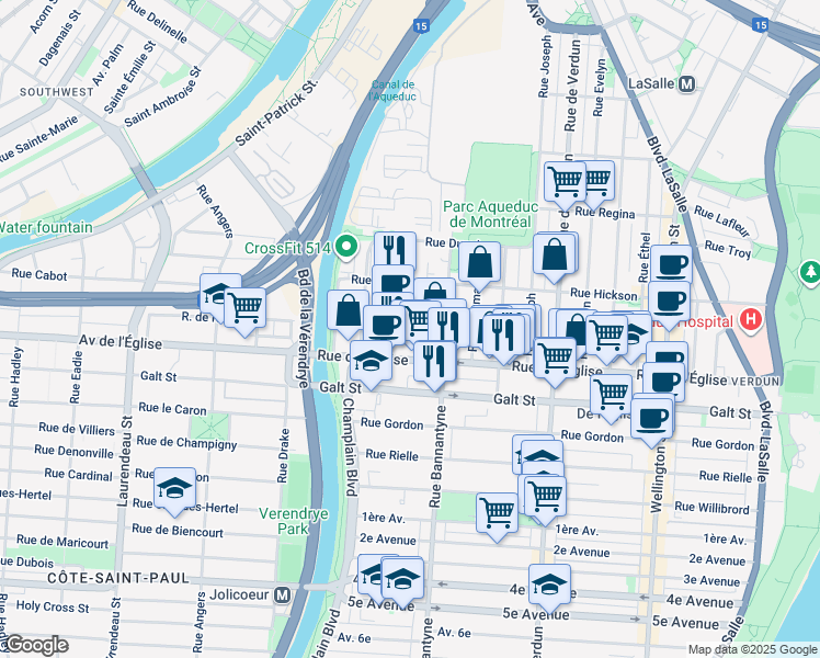 map of restaurants, bars, coffee shops, grocery stores, and more near 4035 Rue Lanouette in Montréal