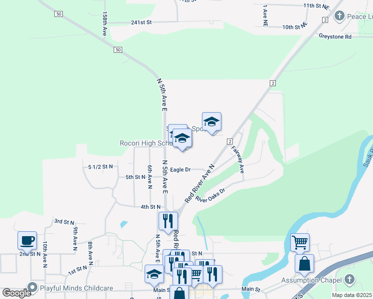 map of restaurants, bars, coffee shops, grocery stores, and more near 534 5th Avenue North in Cold Spring