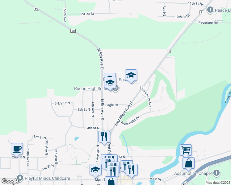 map of restaurants, bars, coffee shops, grocery stores, and more near 534 5th Avenue North in Cold Spring
