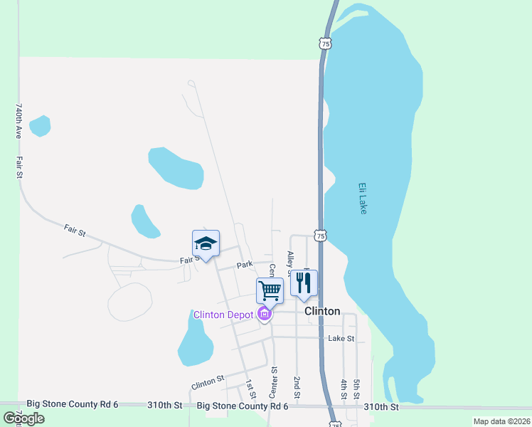 map of restaurants, bars, coffee shops, grocery stores, and more near 529 Center Street in Clinton