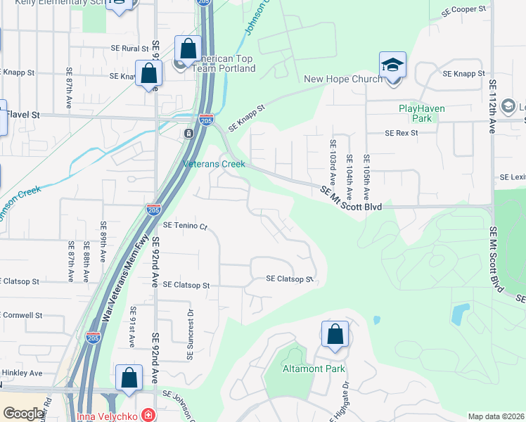 map of restaurants, bars, coffee shops, grocery stores, and more near 8108 Southeast Aspen Summit Drive in Portland