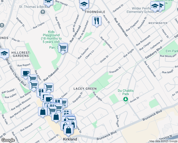 Map Of Kirkland Quebec 48 Rue De Lacey Green, Kirkland Qc - Walk Score