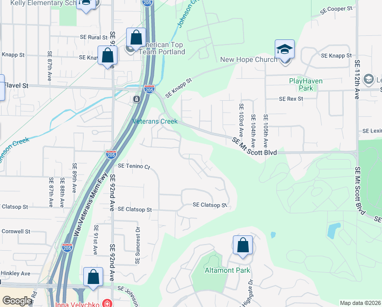 map of restaurants, bars, coffee shops, grocery stores, and more near 8108 Southeast Aspen Summit Drive in Portland