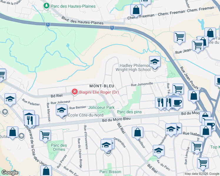 map of restaurants, bars, coffee shops, grocery stores, and more near 10 Rue de Chaliers in Gatineau