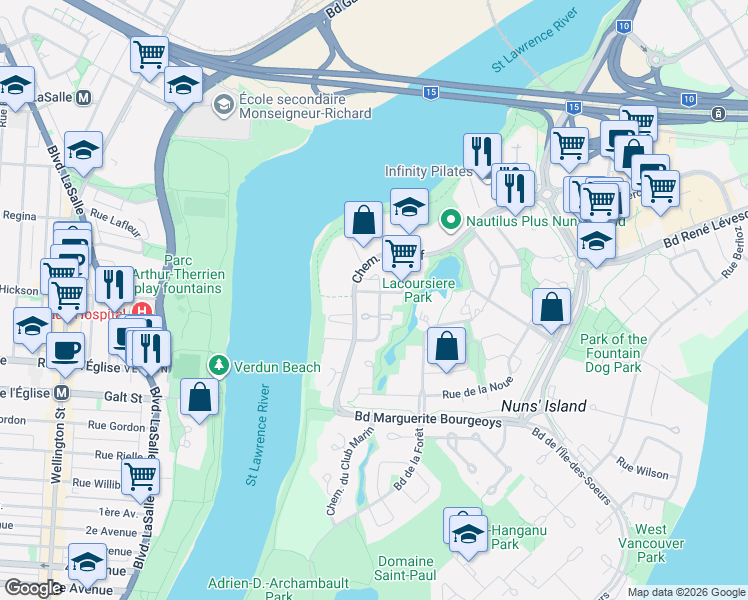 map of restaurants, bars, coffee shops, grocery stores, and more near 141 Rue Roland Jeanneau in Montréal