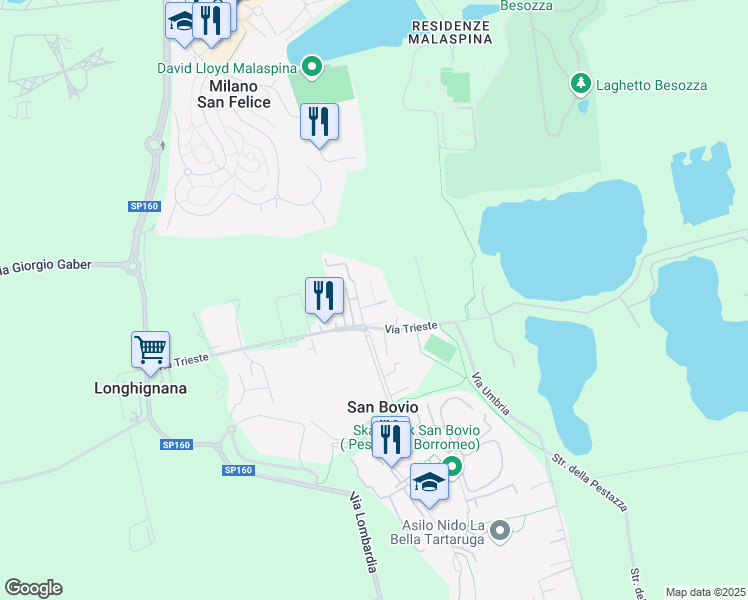 map of restaurants, bars, coffee shops, grocery stores, and more near 3 Via San Bovio in Milan