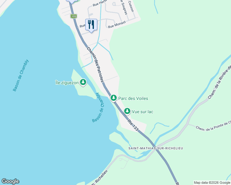 map of restaurants, bars, coffee shops, grocery stores, and more near 5 Rue Loiselle in Montérégie