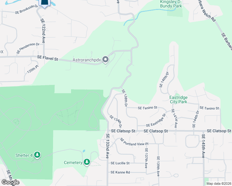 map of restaurants, bars, coffee shops, grocery stores, and more near 8011 Southeast 134th Drive in Portland