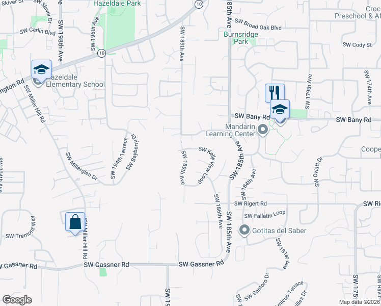 map of restaurants, bars, coffee shops, grocery stores, and more near 7588 Southwest 189th Avenue in Aloha