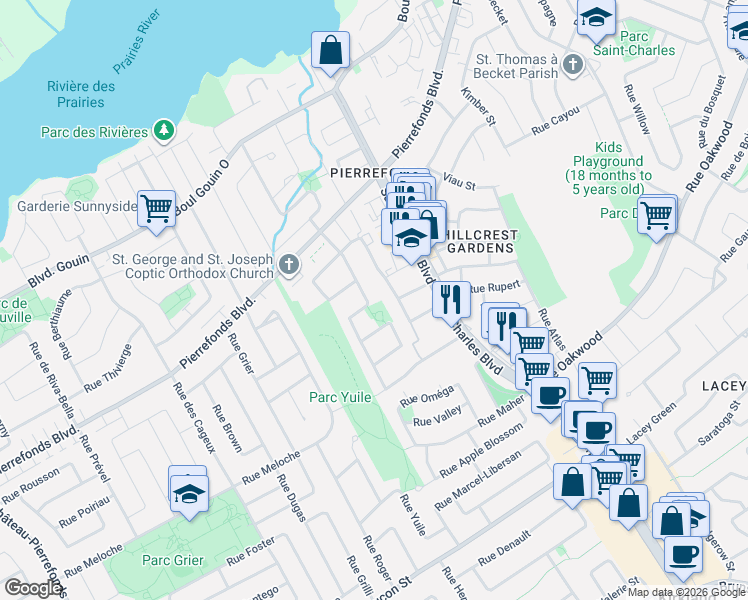map of restaurants, bars, coffee shops, grocery stores, and more near 4849 Rue Louis-Fréchette in Montréal