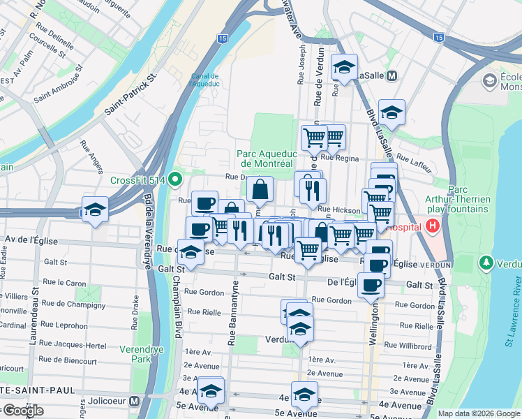 map of restaurants, bars, coffee shops, grocery stores, and more near 3916 Rue Newmarch in Montréal
