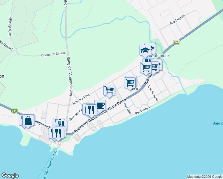 map of restaurants, bars, coffee shops, grocery stores, and more near 65 Rue des Cèdres in Oka