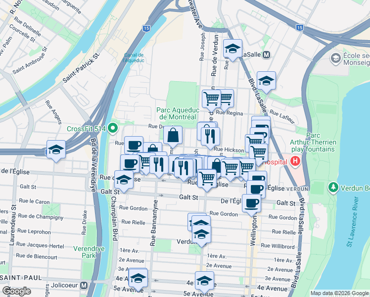 map of restaurants, bars, coffee shops, grocery stores, and more near 3900 Rue Claude in Montréal