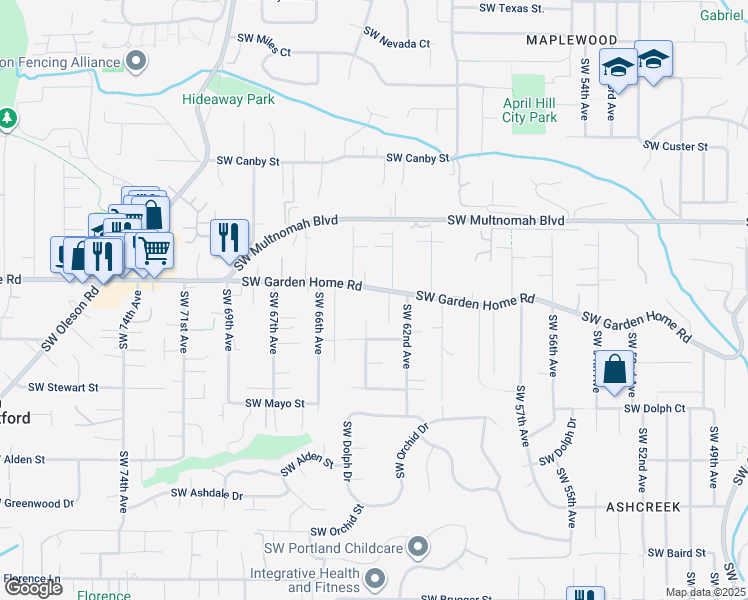 map of restaurants, bars, coffee shops, grocery stores, and more near 6316 SW Garden Home Rd in Portland