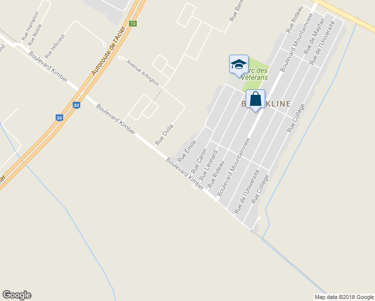 map of restaurants, bars, coffee shops, grocery stores, and more near 3897 Rue Émile in Longueuil