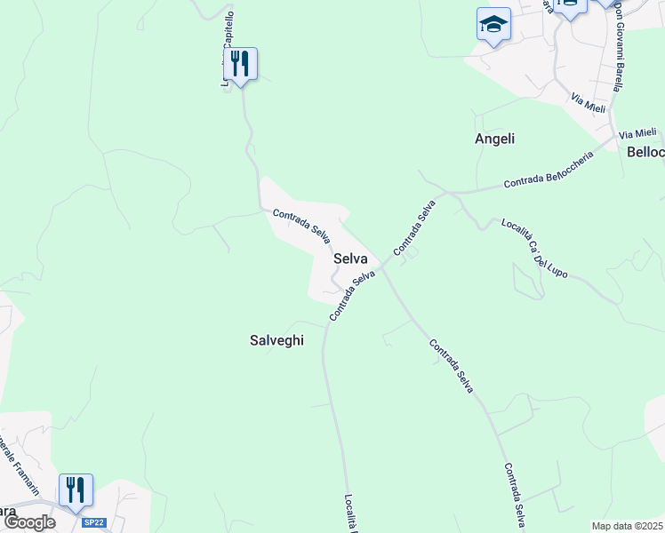 map of restaurants, bars, coffee shops, grocery stores, and more near 46 Contrada Selva in Selva