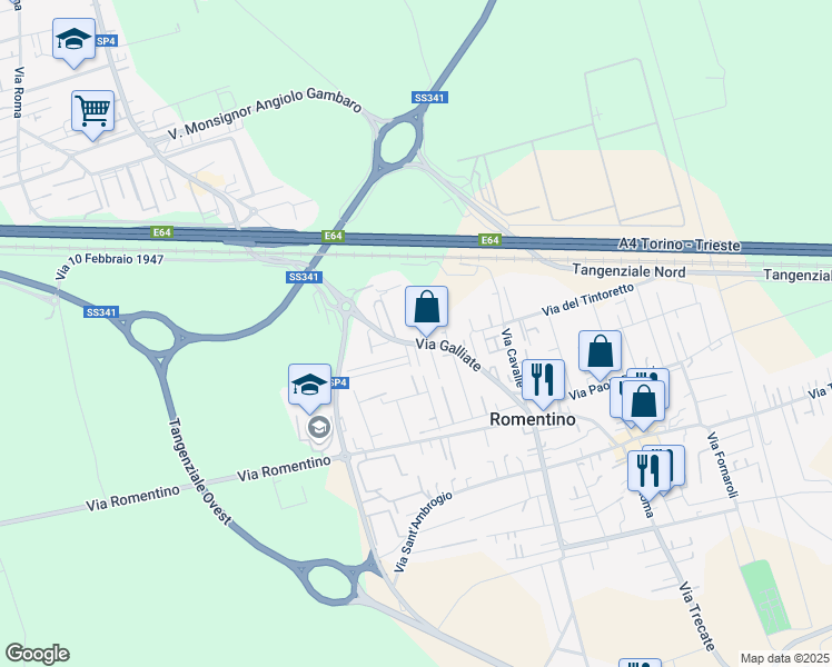 map of restaurants, bars, coffee shops, grocery stores, and more near 2 Via Francesco Baracca in Romentino
