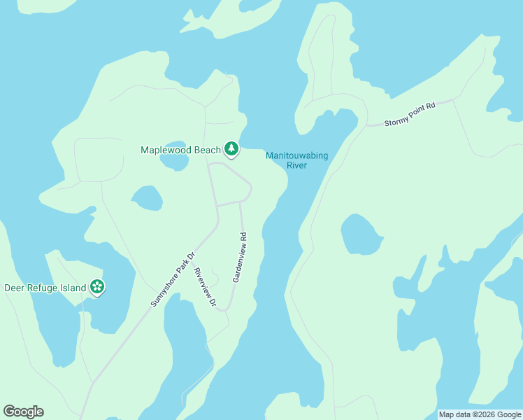 map of restaurants, bars, coffee shops, grocery stores, and more near 22 Silver Birch Circle in Parry Sound