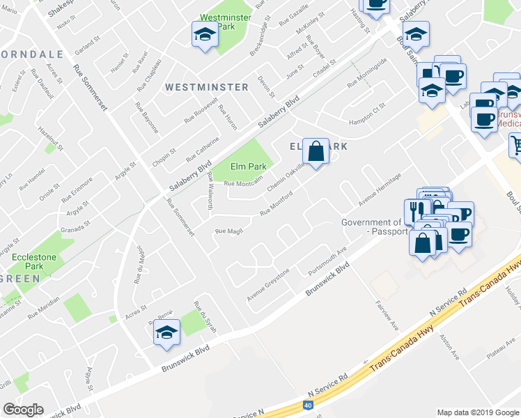 map of restaurants, bars, coffee shops, grocery stores, and more near 516 Rue Montford in Dollard-des-Ormeaux