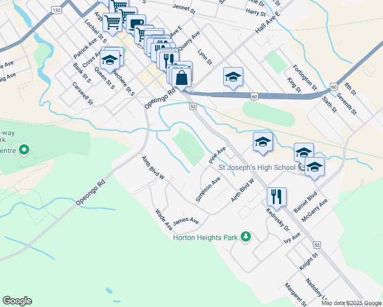 map of restaurants, bars, coffee shops, grocery stores, and more near 535 Coleraine Drive in Renfrew