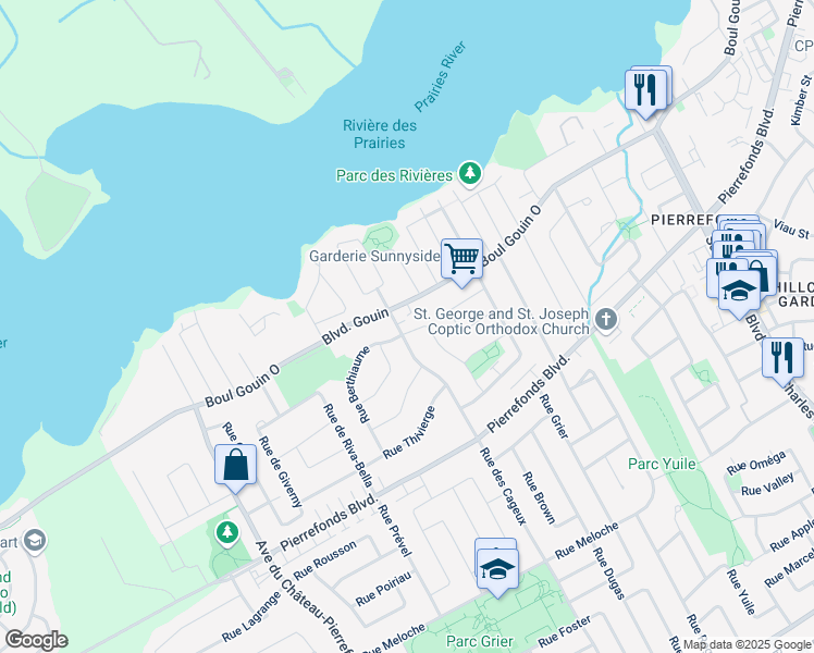 map of restaurants, bars, coffee shops, grocery stores, and more near 4899 Rue Bibeau in Montréal