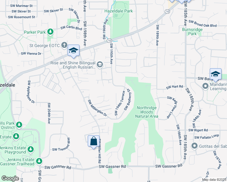 map of restaurants, bars, coffee shops, grocery stores, and more near 7406 Southwest Bayberry Drive in Aloha